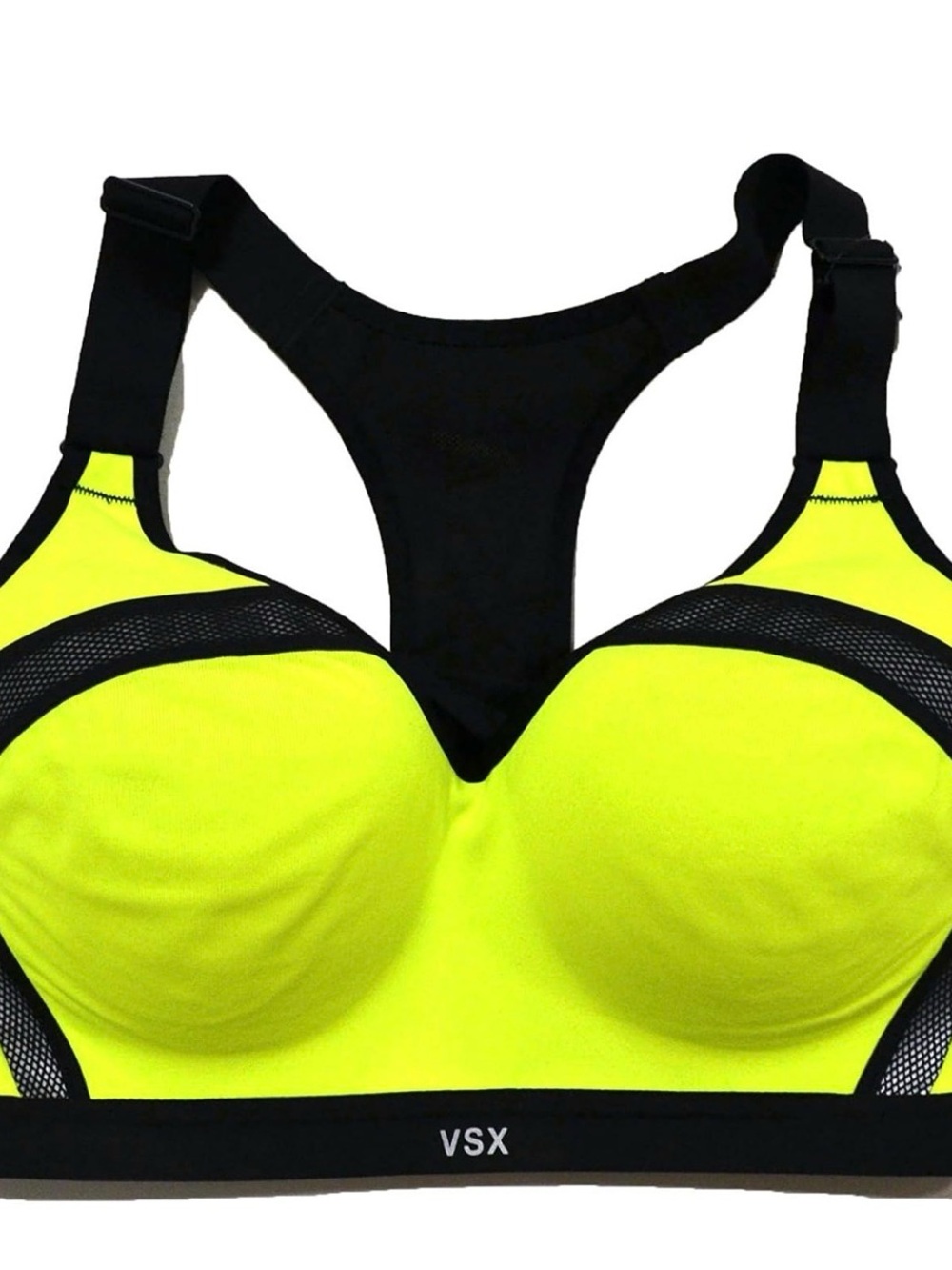 VSX Neon Yellow and Black High-Impact Racerback Sports Bra